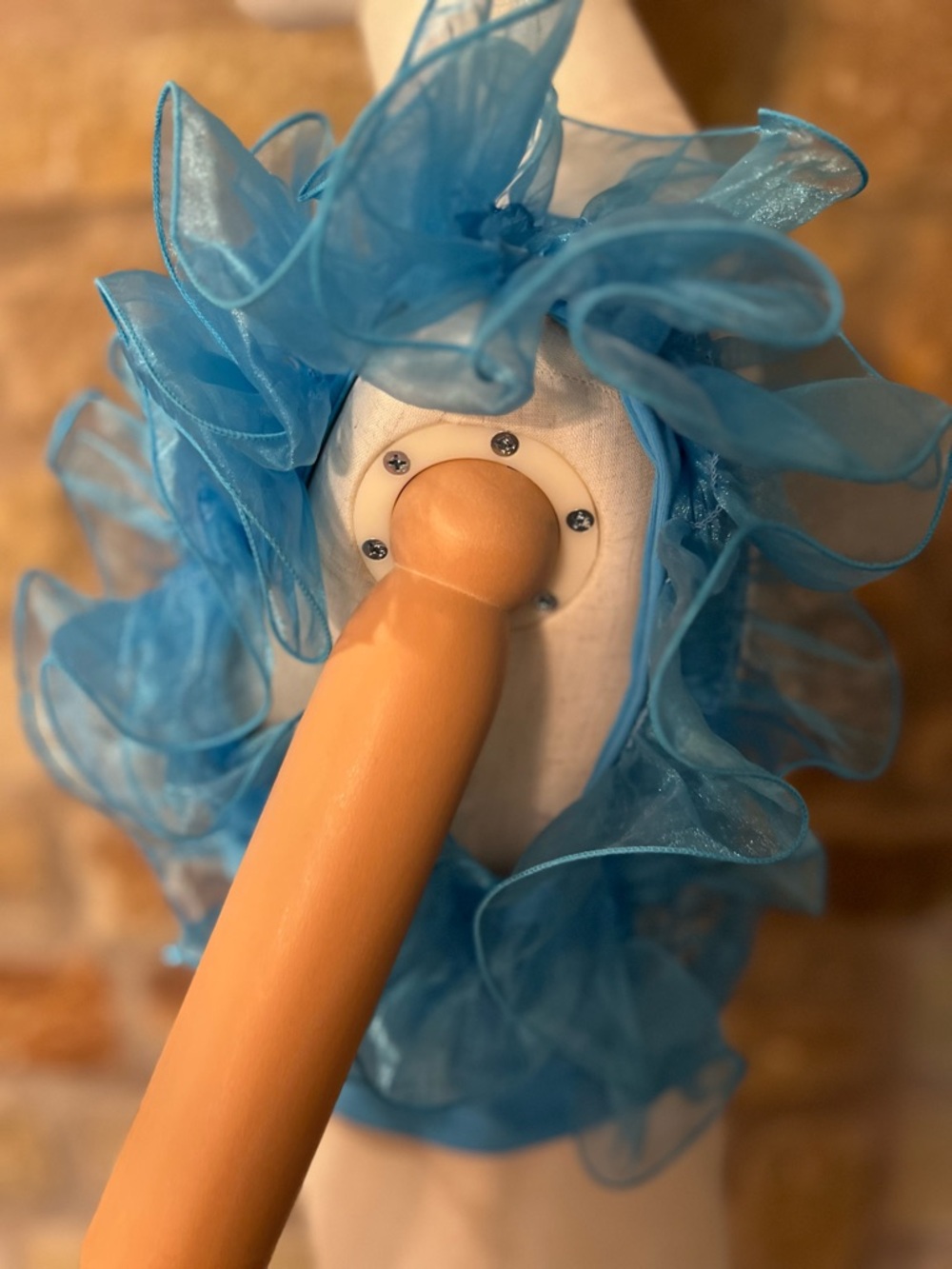 Free People “House Party” Organza Ruffle Crop Top Parrot Blue Size S/XS - Picture 3 of 6